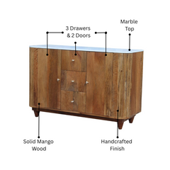 Rustic Pelle Marble Top Sideboard