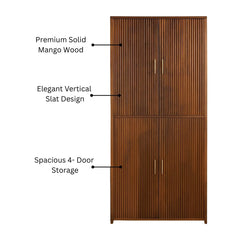 Reed 4-Door Wardrobe in Mango Wood