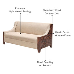 Savitri Sheesham Wood 3 Seater Sofa