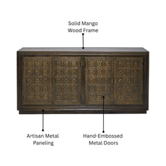 Jaree Hand-Embossed Metal 4-Door Sideboard