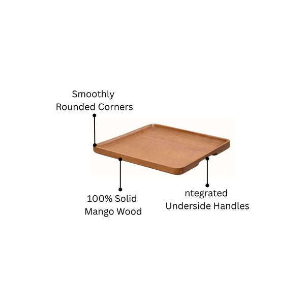 Zenith Solid Mango Wood Rectangular Serving Tray - Medium
