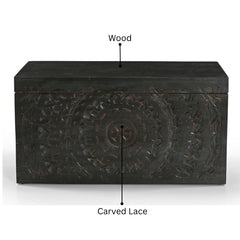 Carved Lace Wooden Trunk Set of 2