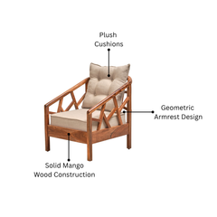 Blue City Single Seater Wooden Sofa