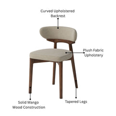 Aura Modern Mango Wood Upholstered Dining Chair