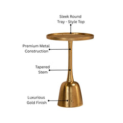 Sculptural Gold Finish End Table