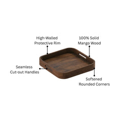 Tiyu Square Solid Mango Wood Tray - Small