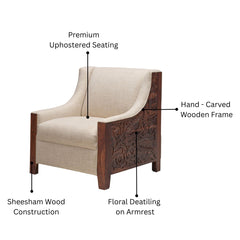 Savitri Sheesham Wood Single Seater Sofa