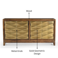 Alby 4-Door Sideboard with Brass-Finish Facade
