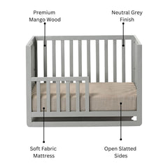 Wooden Baby Crib with Fabric Bedding