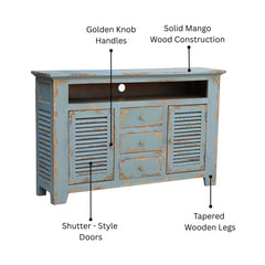 Esteban Distressed Blue 4 Door Sideboard