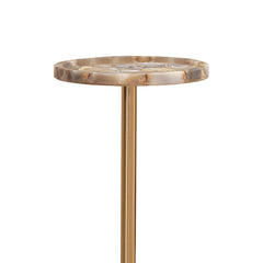 Luxury Agate and Metal Pedestal End Table