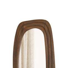 Wooden Organic Shape Mirror – Modern Mango Wood Wall Mirror in Flat Walnut Finish