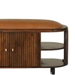 Wooden Shoe Rack with Leather Cushion Seat
