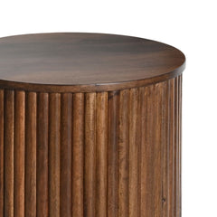 Fluted Solid Wood Round End Table
