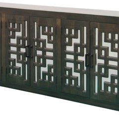 Elison 6-Door Mango Wood & Glass Cabinet