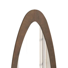 Wooden Organic Shape Wall Mirror — Mango Wood, Walnut Finish