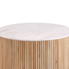 Karlen Round Coffee Table – Mango Wood & Marble