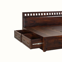Wolf Sheesham Wood King Bed featuring Two Large Under-Bed Drawers