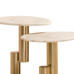 Marble Accent Table with Gold Metal Base