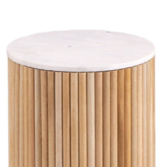 Karlen Round Side Table – Mango Wood & Marble