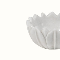 Hand -Carved Decorative White Marble Lotus Bowl - Small