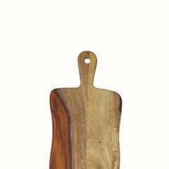 Hand-Carved Live Edge Sheesham Wood Cutting Board with Paddle Handle -Medium