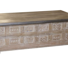 Print Block Rustic Trunk with Galvanized Top