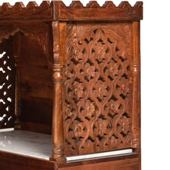 Handcrafted Sheesham Wood Temple with Marble Base