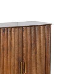 Reed-Textured Shoe Cabinet with Brass Handles