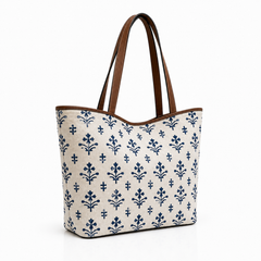 The Indigo Motif Woven Large Tote