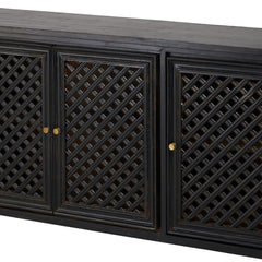 Colonial Style Black Lattice Mango Wood Sideboard