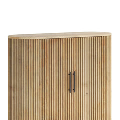 Contemporary Mango Wood Bar Cabinet with Reed Design