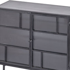 Fergus 2-Door Cabinet in Mango Wood, Glass & Iron