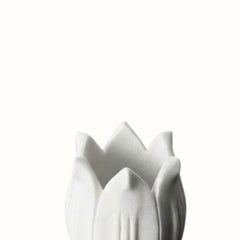 Anahata  Hand-Sculptured White Marble Lotus Crown Bowl - Small