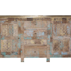 Saean Multi-Tone Mango Wood Sideboard with Brass Top