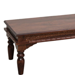 Lata Sheesham Wood Hand-Carved Coffee Table