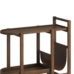 Elara Mango Wood Serving Trolley with Leather Holder