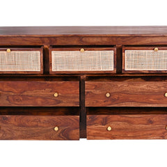 Handcrafted Sheesham Wood Dresser with Cane Detailing