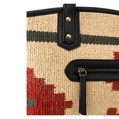 The Terracotta Sun Woven Kilim & Leather Tote