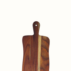 Hand-Carved Live Edge Sheesham Wood Cutting Board with Paddle Handle -Large