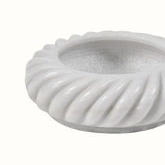 Vortex Hand-Sculptured White Marble Spiral-Ribbed Bowl  - Small