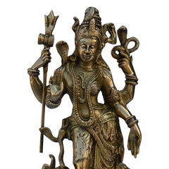Shiva-Parvati Brass Sculpture — Vintage Style Idol, Antique Brass Finish