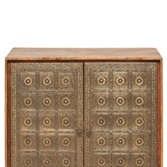 Kittur Mango Wood Bar Cabinet with Carved Door Detailing