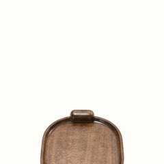 Handcrafted Elliptical Wooden Tray with Integrated Rounded Handles With Flat Walnut Finish - Small