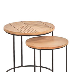 Edra Natural Mango Wood Nesting Side Tables (Set of 2)