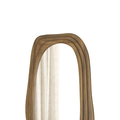 Modern Wooden Organic Shape Mirror — Mango Wood Frame, Flat Walnut Finish