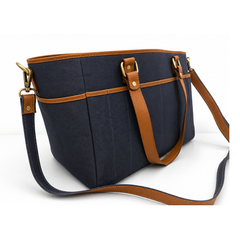 The Cobalt Coast Leather-Trimmed Everyday Tote