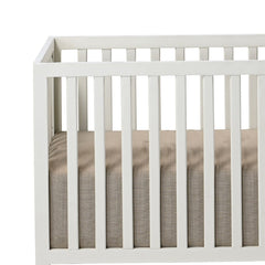 White Finish Mango Wood Baby Crib with Fabric Mattress