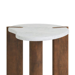 Modern Marble Top Side Table with Wooden Legs