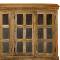 Rustic Wooden Sideboard with 24 Glass Pane Doors